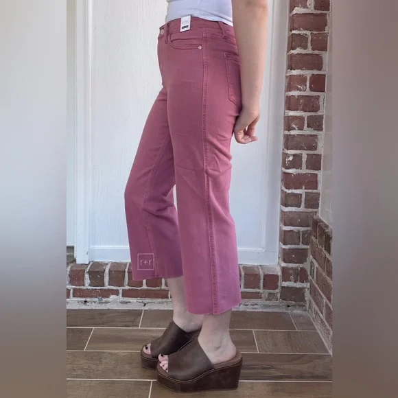 NEW! Judy Blue Denim High Waist Cropped Wide Leg Jeans Rose JB88983 with raw hem - Picture 5 of 6